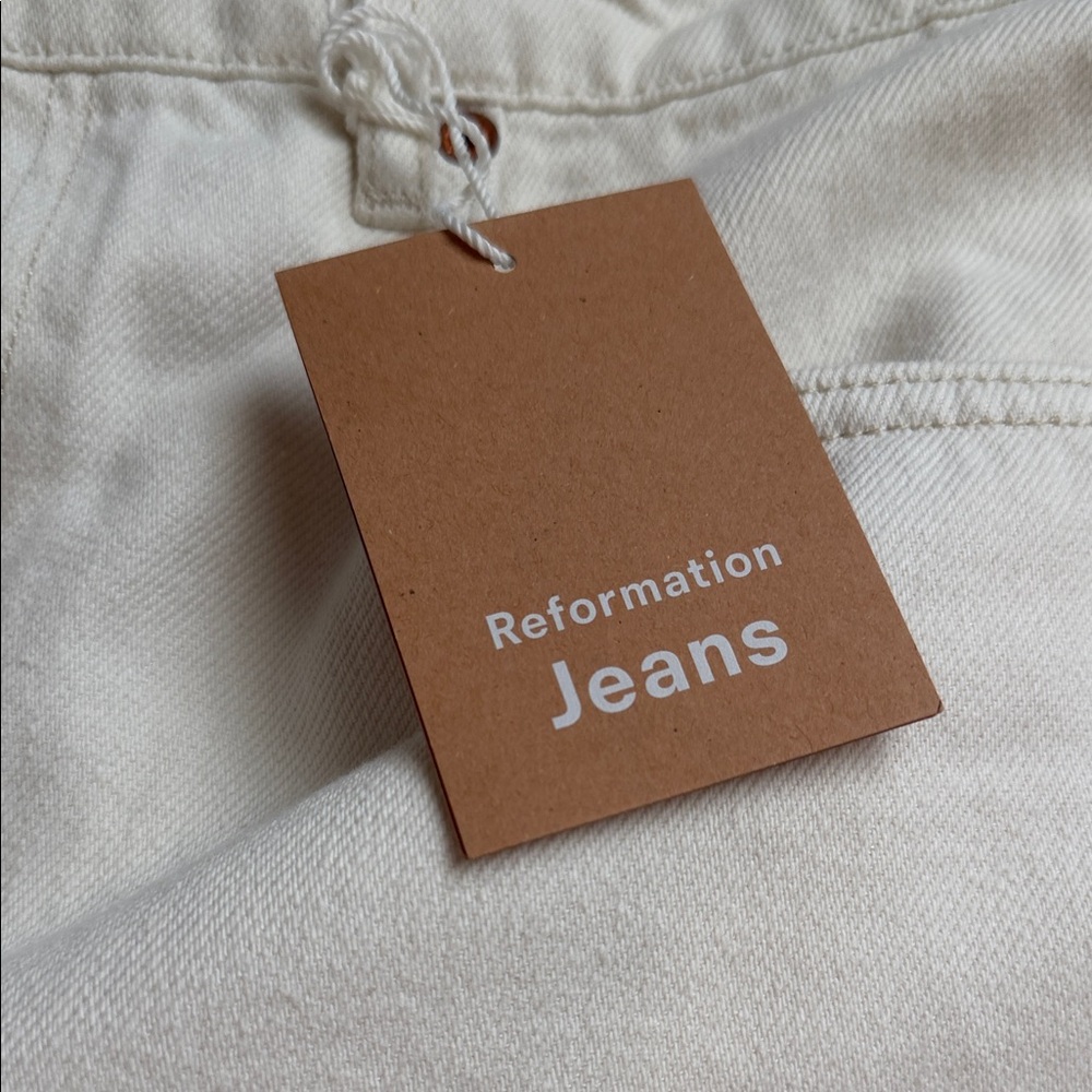 Nwt Reformation Cream Denim Cutoff Shorts - Picture 2 of 5